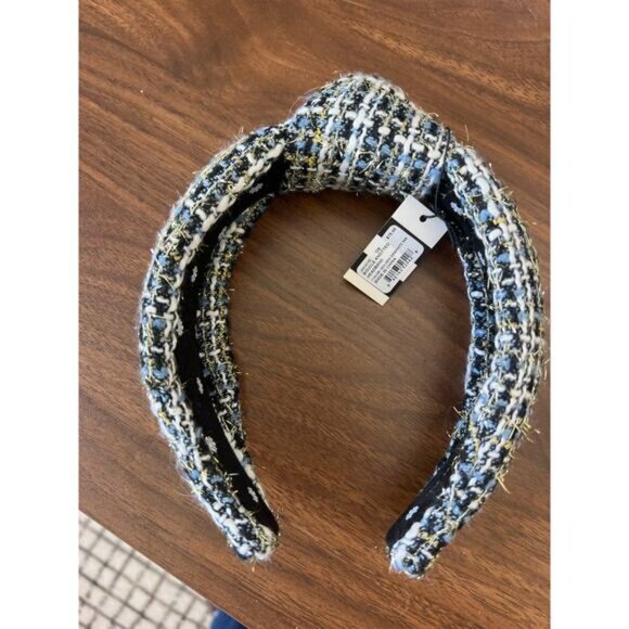 NWT Lele Sadoughi Boucle Knotted Headband Women's Golden Graphite One Size - Picture 3 of 7